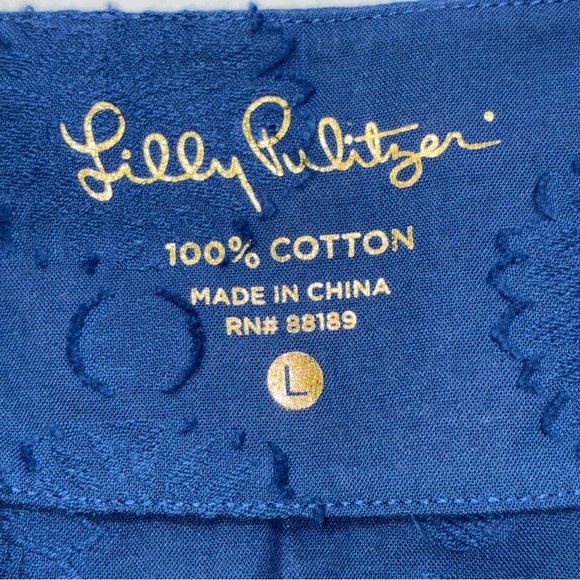 Lilly Pulitzer Cotton Amelia Island Tunic Top Large Navy Coral Gold Resort - Picture 9 of 11